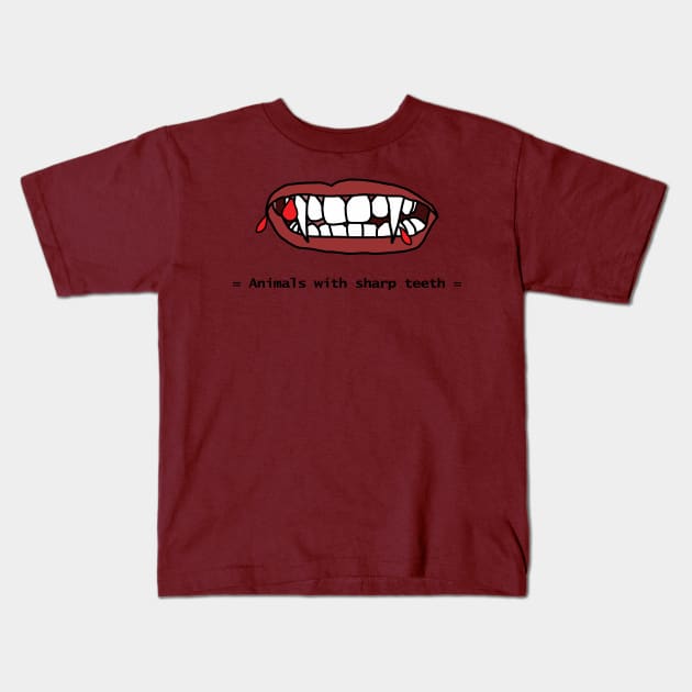 Animals with Sharp Teeth Halloween Horror Lips Kids T-Shirt by ellenhenryart